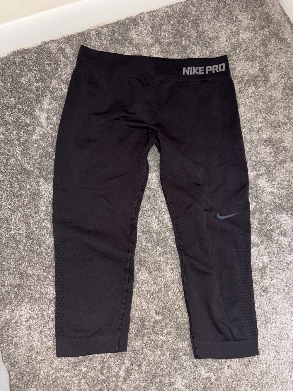 Nike Black Capri Leggings with Gray NIKE PRO Waistband